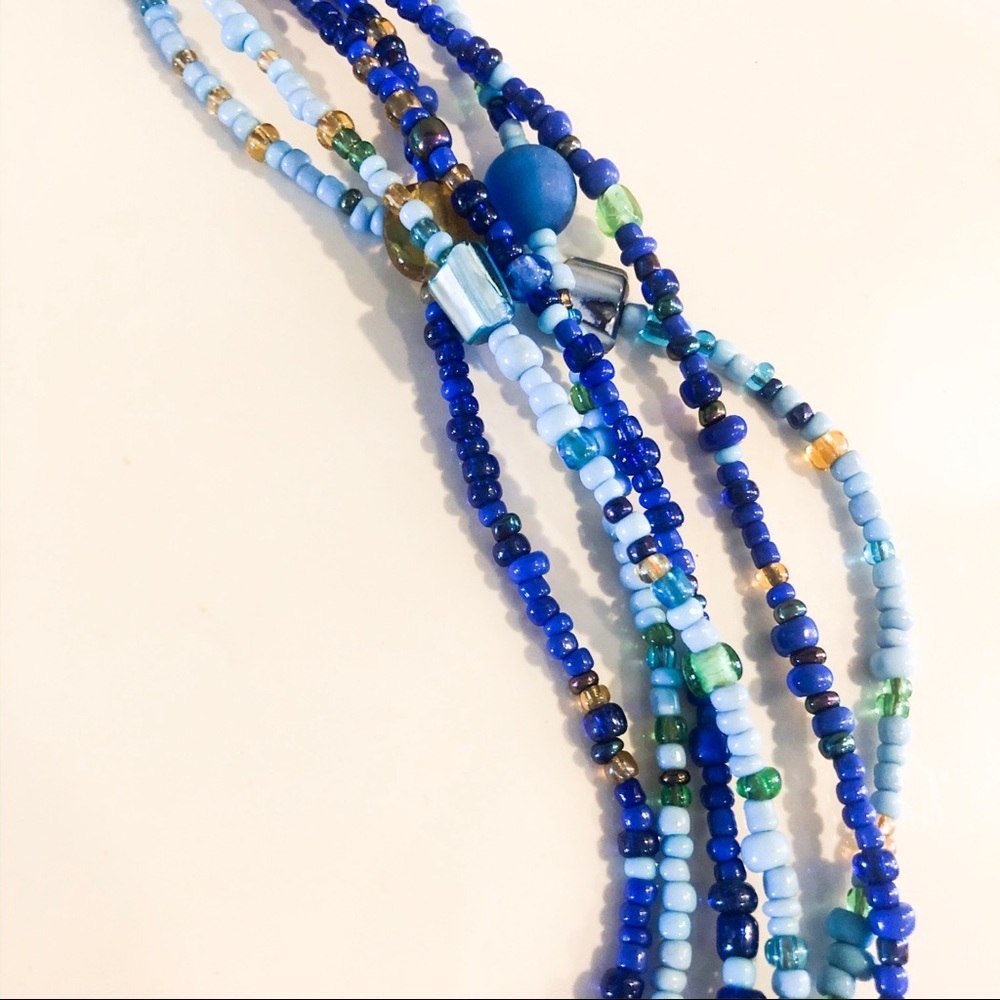 NEW Handmade Shades of Blue Layered Necklace - Picture 3 of 4